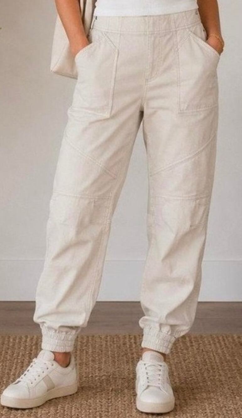 SPANX Stretch Twill Cargo Jogger Parchment Off White Medium